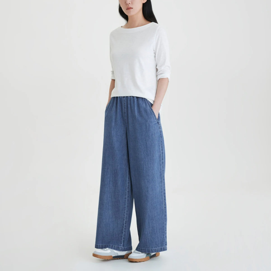 JAJU Denim Banding Pants (Blue) — лёгкость, комфорт и свобода движений в повседневном стиле