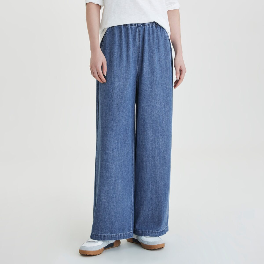 JAJU Denim Banding Pants (Blue) — лёгкость, комфорт и свобода движений в повседневном стиле