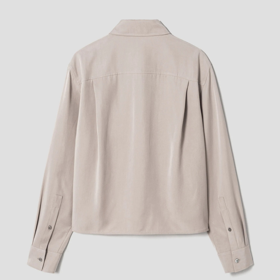 Theory Women Fluid Lyocell Boxy Pocket Shirt - Soft Taupe