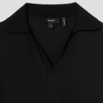 Theory Women Silk Combo Open Polo Top - Black