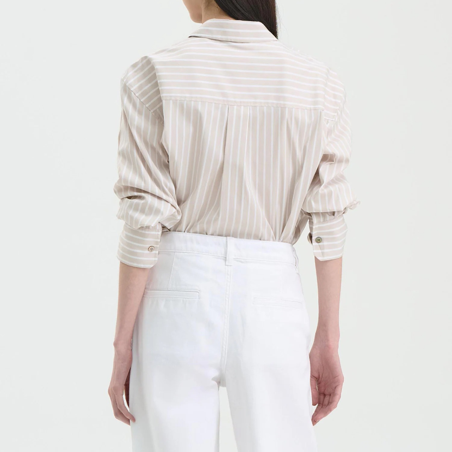 Theory Women Cotton Shirting Boyfriend Shirt - Sand Multi