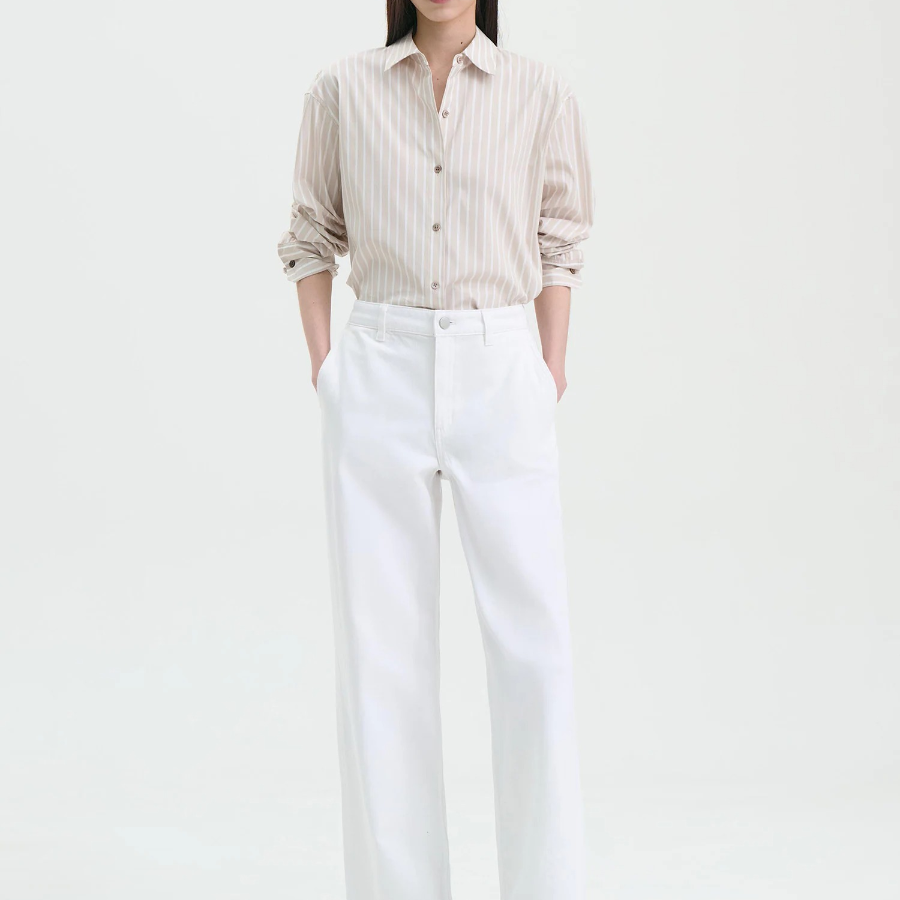 Theory Women Cotton Shirting Boyfriend Shirt - Sand Multi