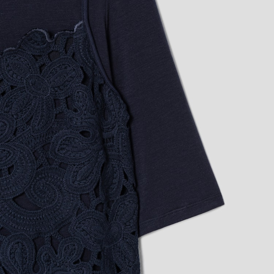 KUHO Lace Bustier Blouse - Navy