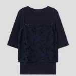 KUHO Lace Bustier Blouse - Navy