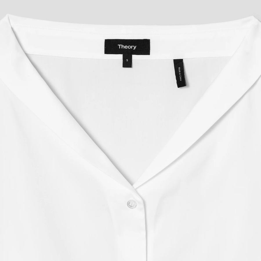 Theory Women Cotton Shirting Collar Blouse - White