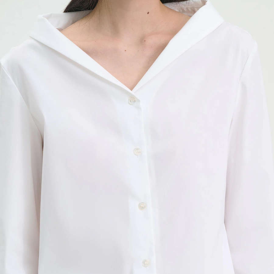 Theory Women Cotton Shirting Collar Blouse - White