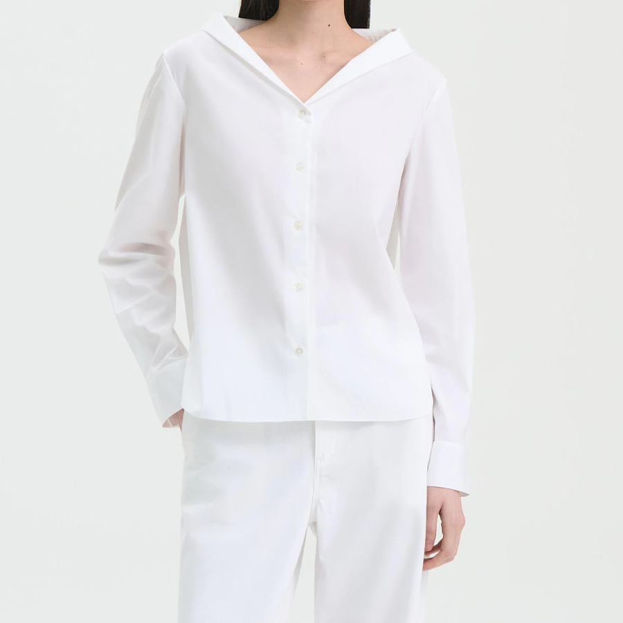 Theory Women Cotton Shirting Collar Blouse - White