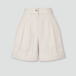 JAJU Cotton Check Tuck Half Pants (Ivory) — стильные шорты с нежным клетчатым узором и удобным кроем