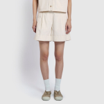 JAJU Cotton Check Tuck Half Pants (Ivory) — стильные шорты с нежным клетчатым узором и удобным кроем