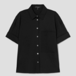 Theory Women Cotton Shirting Cuff Pocket Shirt - Black