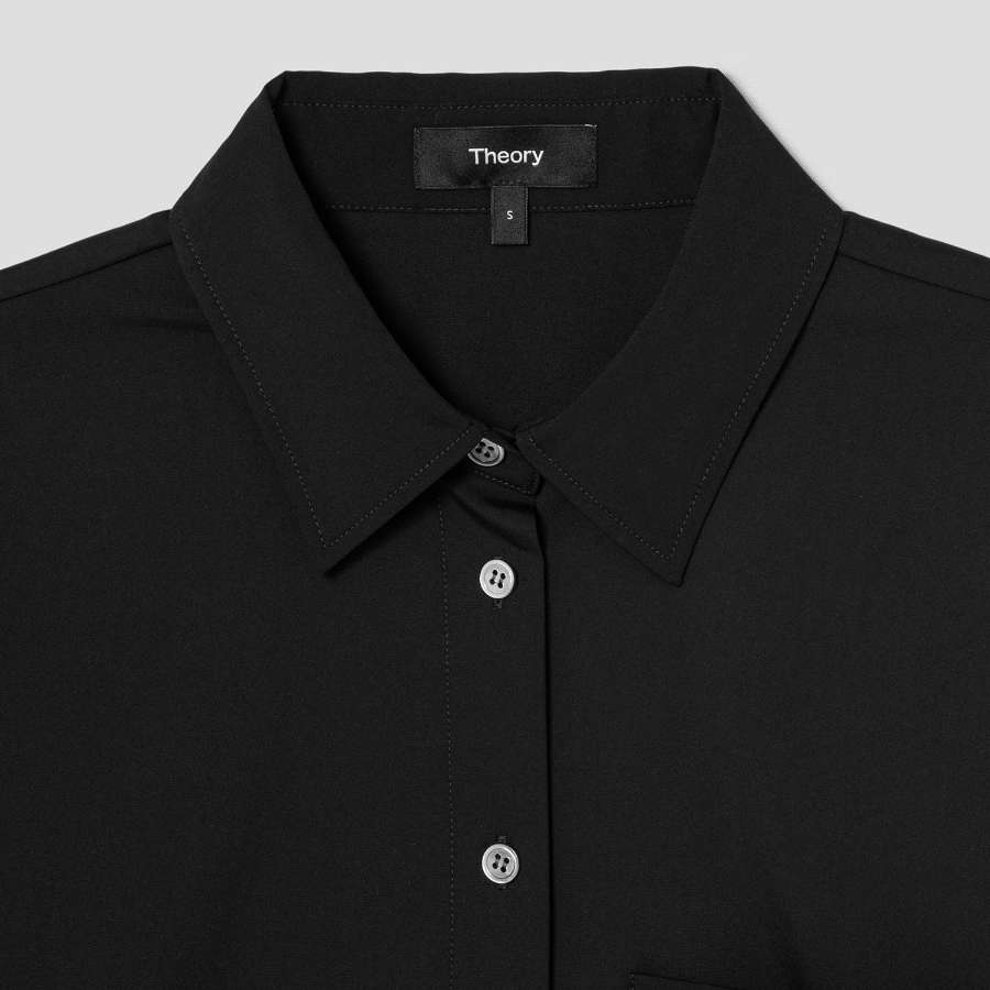 Theory Women Cotton Shirting Cuff Pocket Shirt - Black