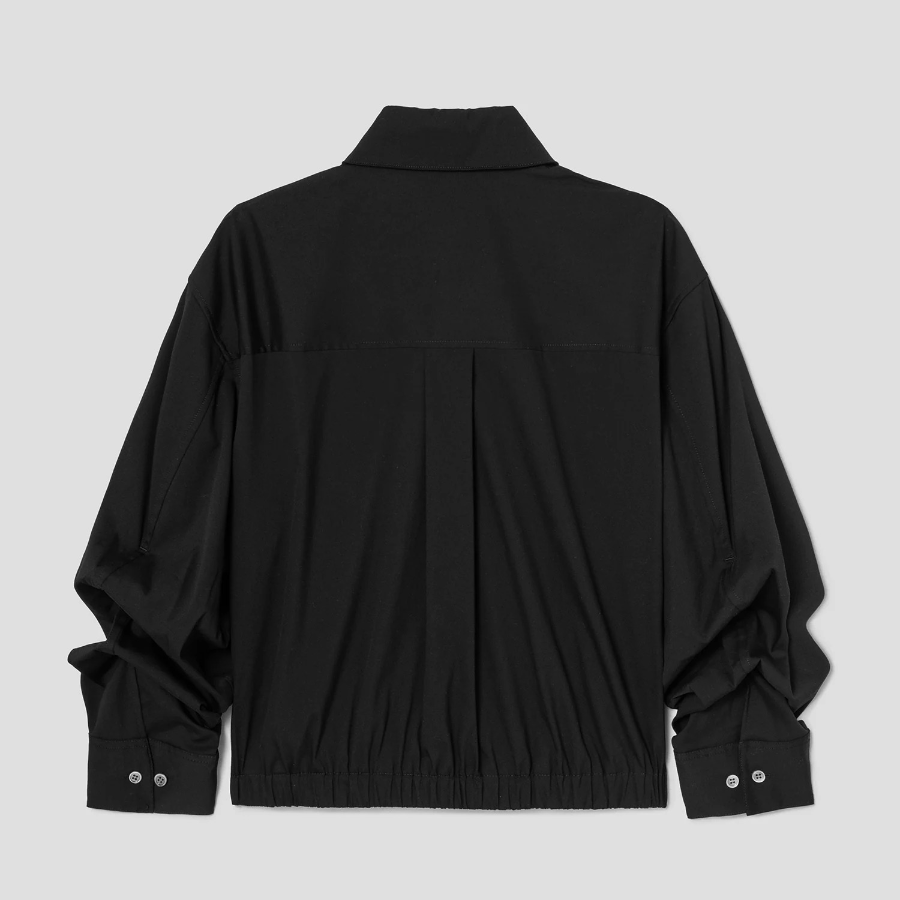 Theory Women Cotton Shirting Fixed Sleeve Crop Shirt - Black