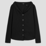 Theory Women Cotton Shirting Collar Blouse - Black