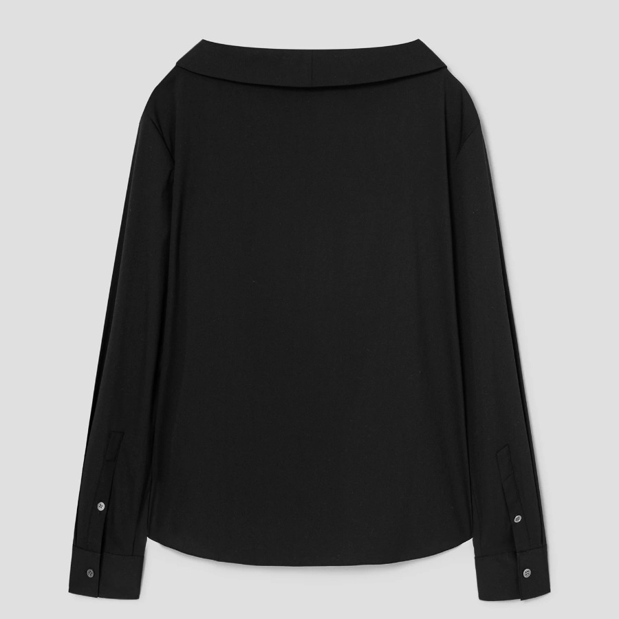Theory Women Cotton Shirting Collar Blouse - Black