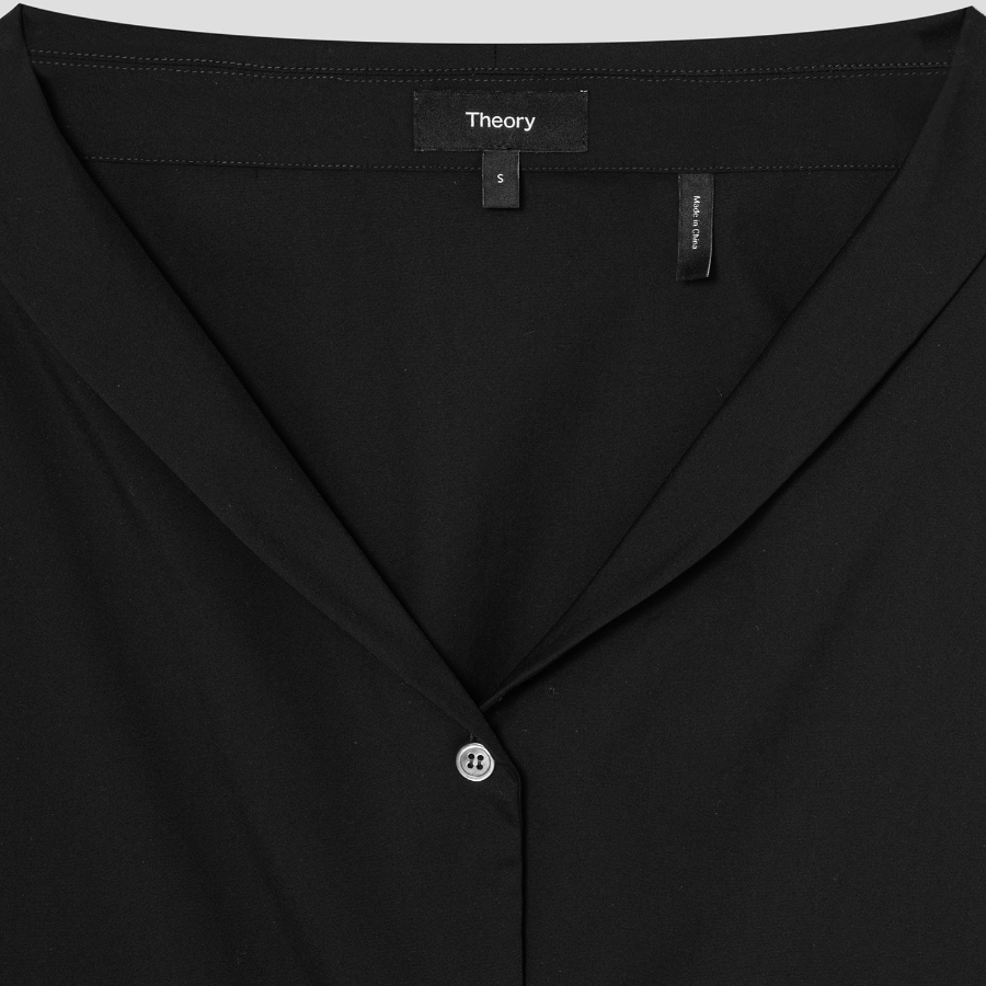 Theory Women Cotton Shirting Collar Blouse - Black
