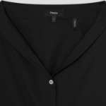 Theory Women Cotton Shirting Collar Blouse - Black