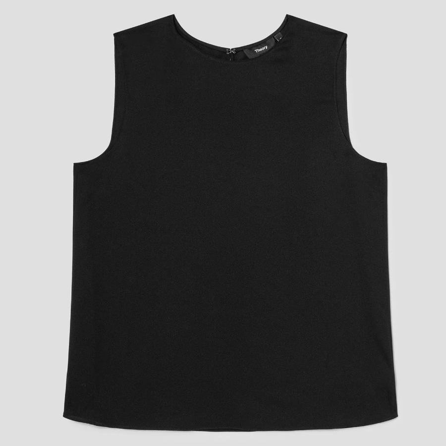 Theory Women Silk Georgette Straight Shell - Black