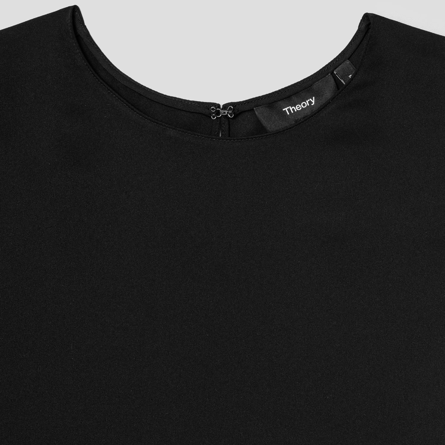 Theory Women Silk Georgette Straight Shell - Black