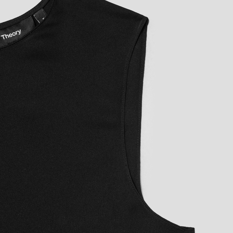 Theory Women Silk Georgette Straight Shell - Black