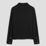 Theory Women Silk Georgette Open Neck Tie Blouse - Black