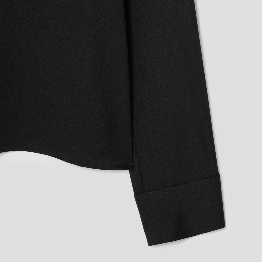 Theory Women Silk Georgette Open Neck Tie Blouse - Black