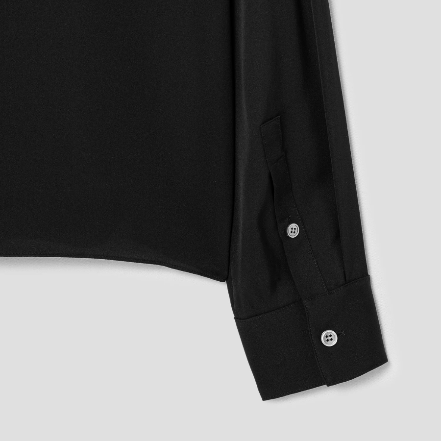 Theory Women Silk Georgette Open Neck Tie Blouse - Black