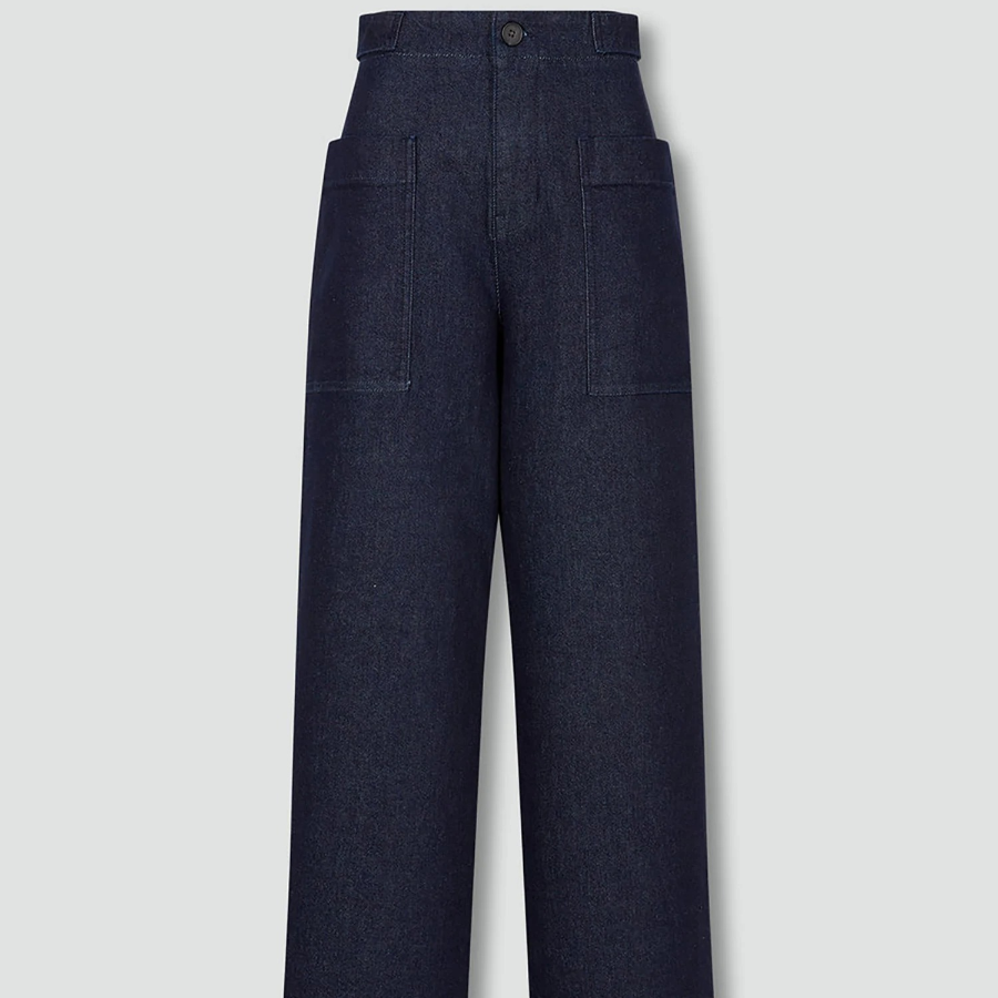 JAJU Wide Pocket Denim Pants (Dark Blue) — стильные и удобные джинсы с широким кроем и вместительными карманами