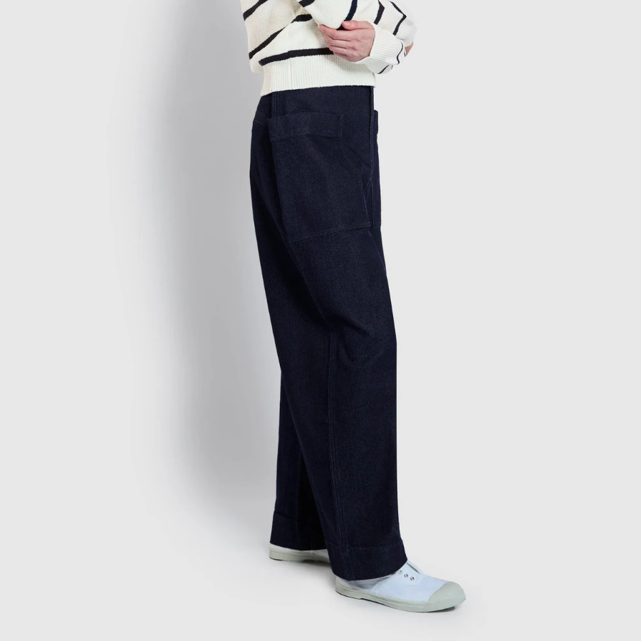 JAJU Wide Pocket Denim Pants (Dark Blue) — стильные и удобные джинсы с широким кроем и вместительными карманами