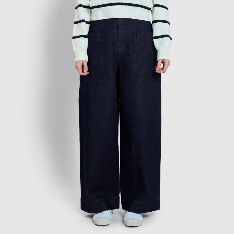 JAJU Wide Pocket Denim Pants (Dark Blue) — стильные и удобные джинсы с широким кроем и вместительными карманами