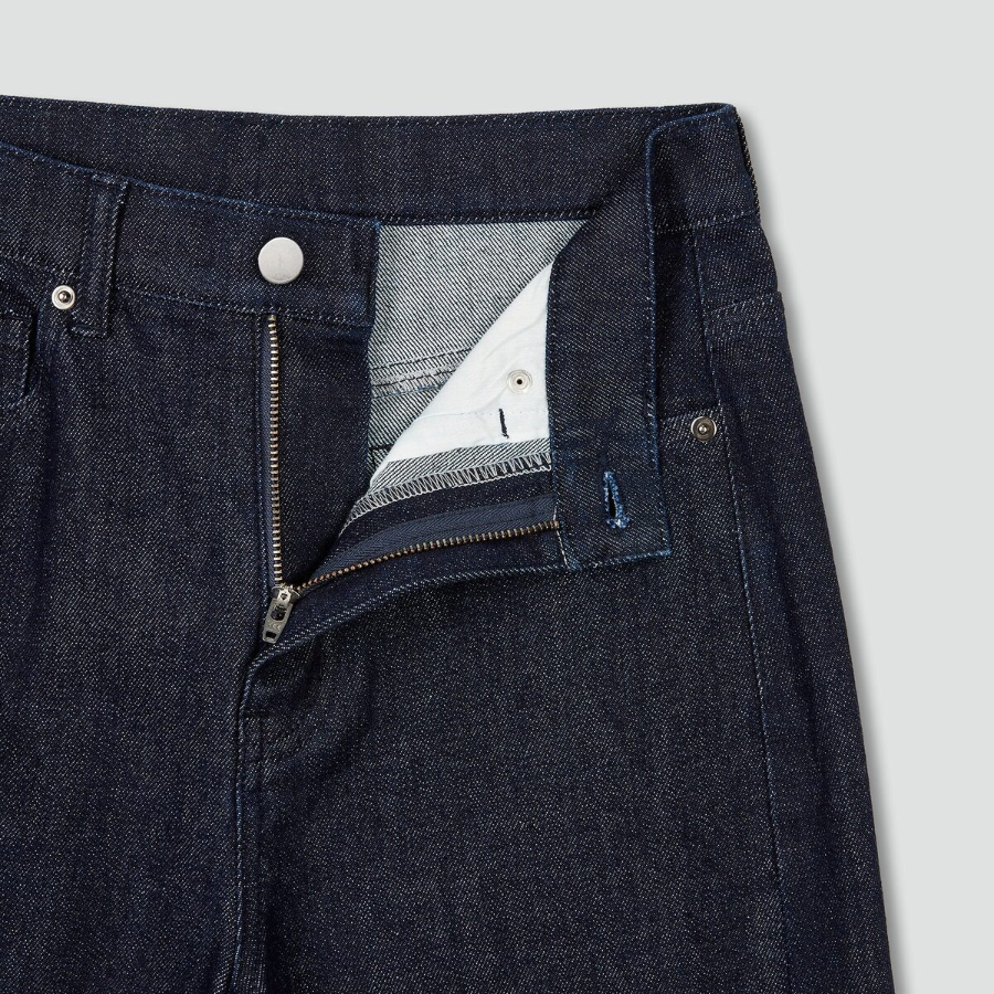 JAJU Wide Denim Pants (Navy) — комфортные и стильные джинсы с широким кроем насыщенного синего цвета