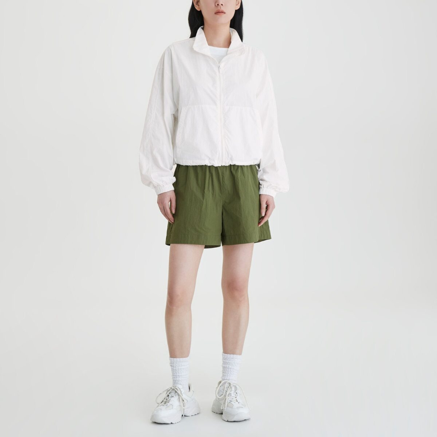 JAJU Crisp Half Banding Pants (Khaki) — лёгкие и удобные шорты с приятной текстурой и эластичным поясом