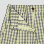 JAJU Cotton Check Tuck Half Pants (Yellow) — яркие и комфортные шорты с стильным клетчатым узором и элегантными защипами