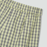 JAJU Cotton Check Tuck Half Pants (Yellow) — яркие и комфортные шорты с стильным клетчатым узором и элегантными защипами