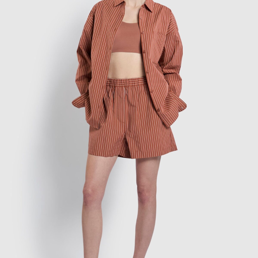 JAJU Firm Crisp Full Banding Half Pants (Light Brown) — прочные и удобные шорты с эластичным поясом и стильным светло-коричневым оттенком