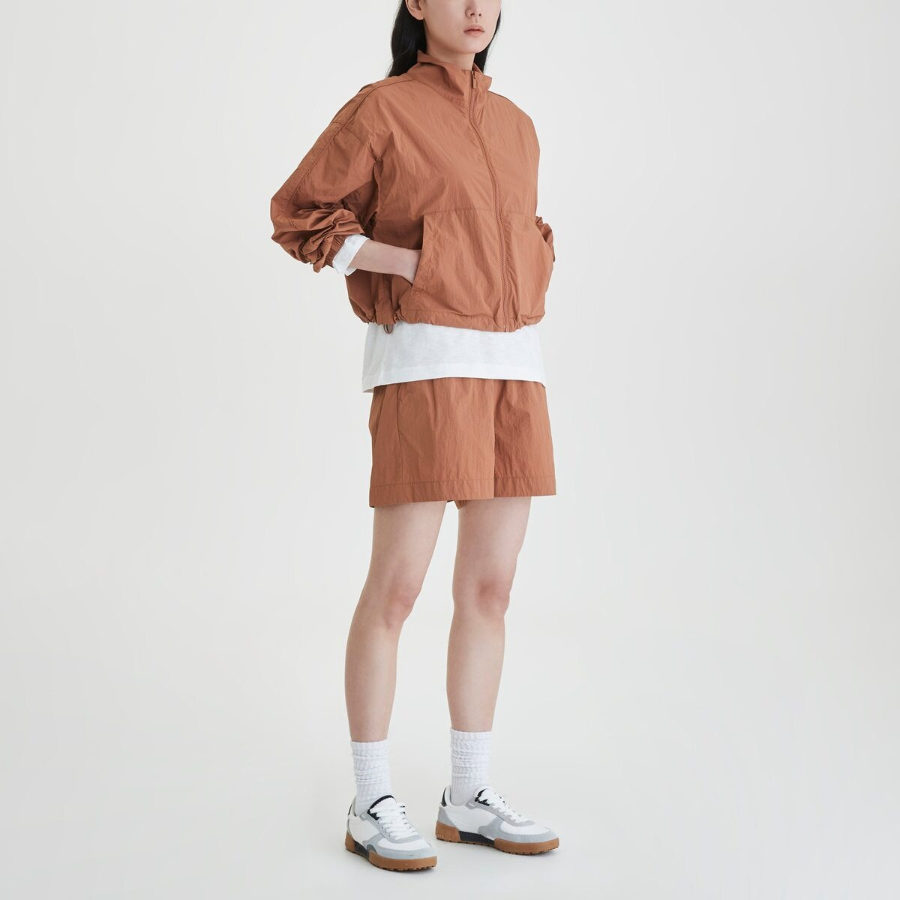 JAJU Crisp Half Banding Pants (Brick) — лёгкие и стильные шорты с эластичным поясом и насыщенным кирпичным оттенком