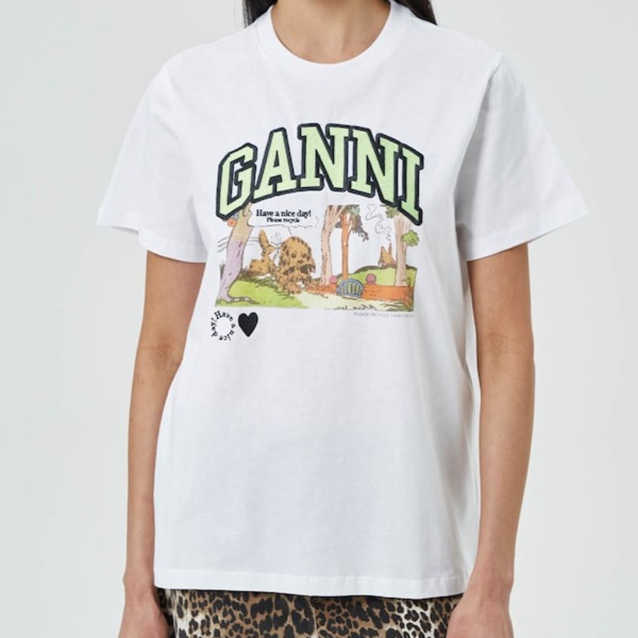 GANNI Basic Jersey Poppy C Relaxed T-Shirt - White