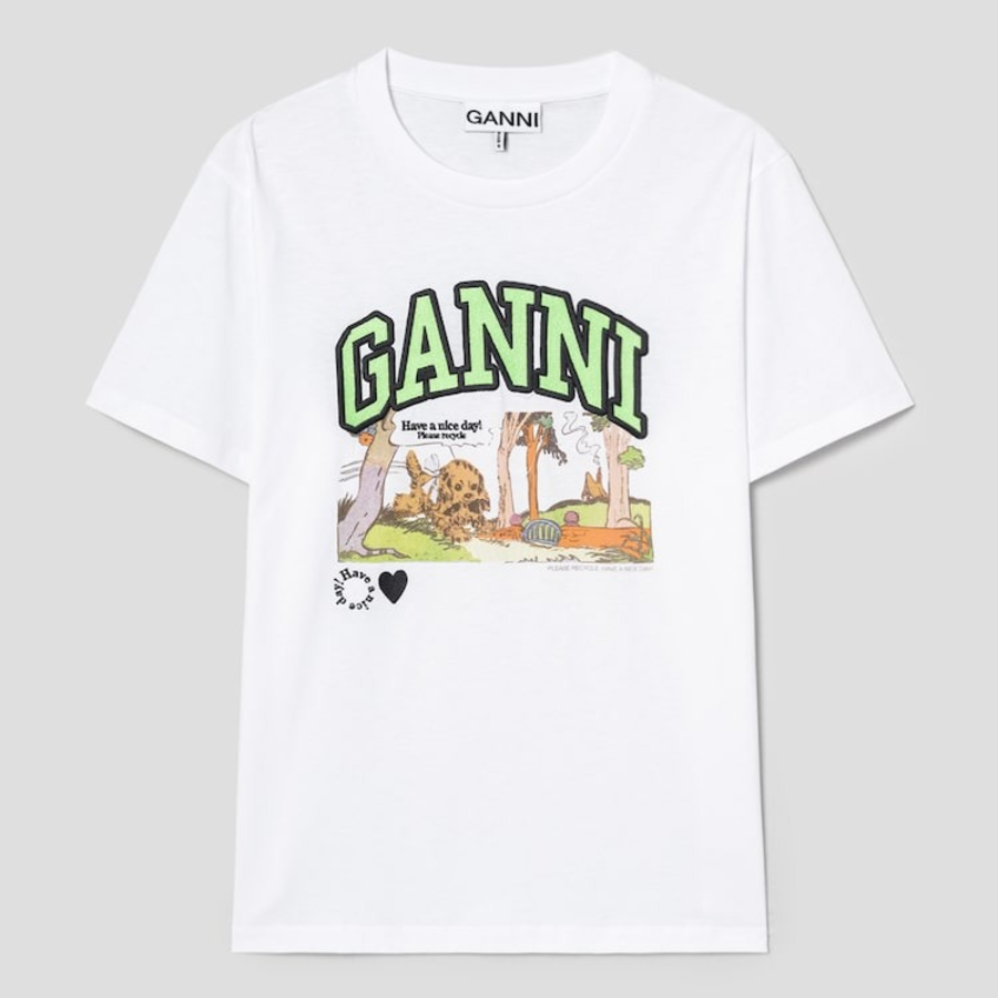GANNI Basic Jersey Poppy C Relaxed T-Shirt - White