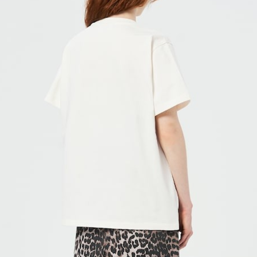 GANNI Heavy Cotton Bow Relaxed T-Shirt - Ivory