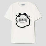 GANNI Heavy Cotton Bow Relaxed T-Shirt - Ivory