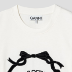 GANNI Heavy Cotton Bow Relaxed T-Shirt - Ivory