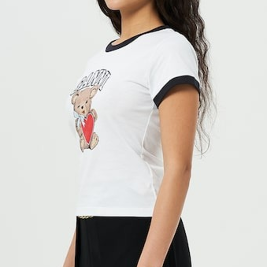 GANNI Basic Jersey Bear Small T-Shirt - Bright Whit