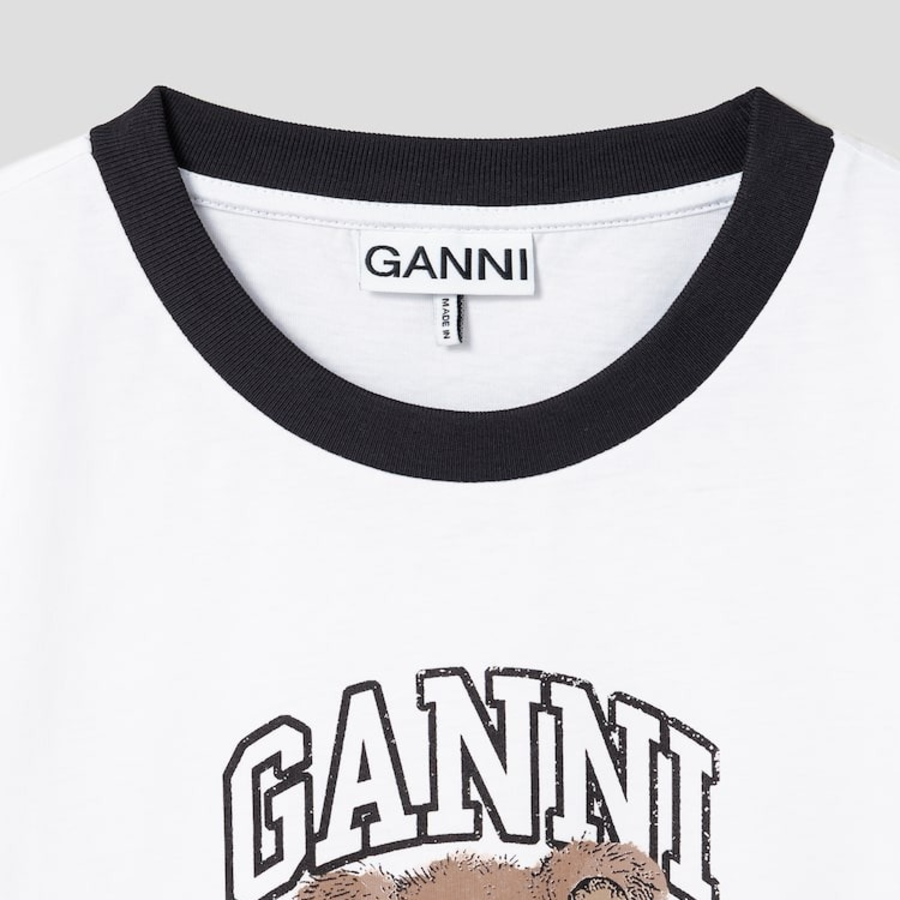 GANNI Basic Jersey Bear Small T-Shirt - Bright Whit