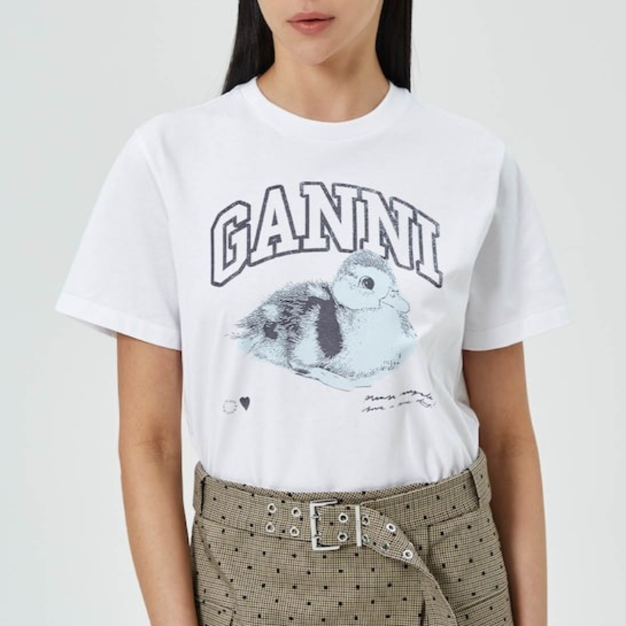 GANNI Basic Jersey Duckie Relaxed T-Shirt - White