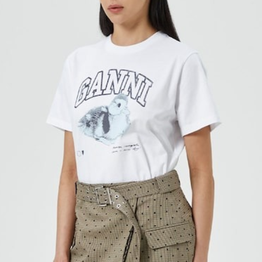 GANNI Basic Jersey Duckie Relaxed T-Shirt - White