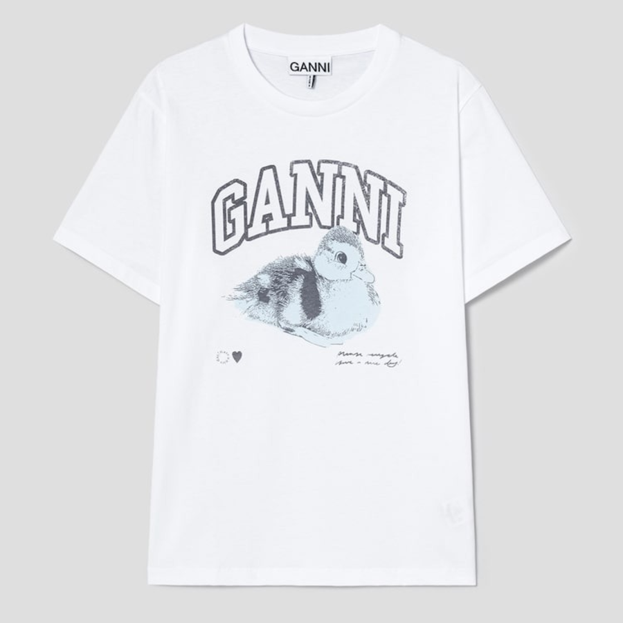 GANNI Basic Jersey Duckie Relaxed T-Shirt - White