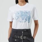 GANNI Basic Jersey Tattoo Lace Relaxed T-shirt - Bright White