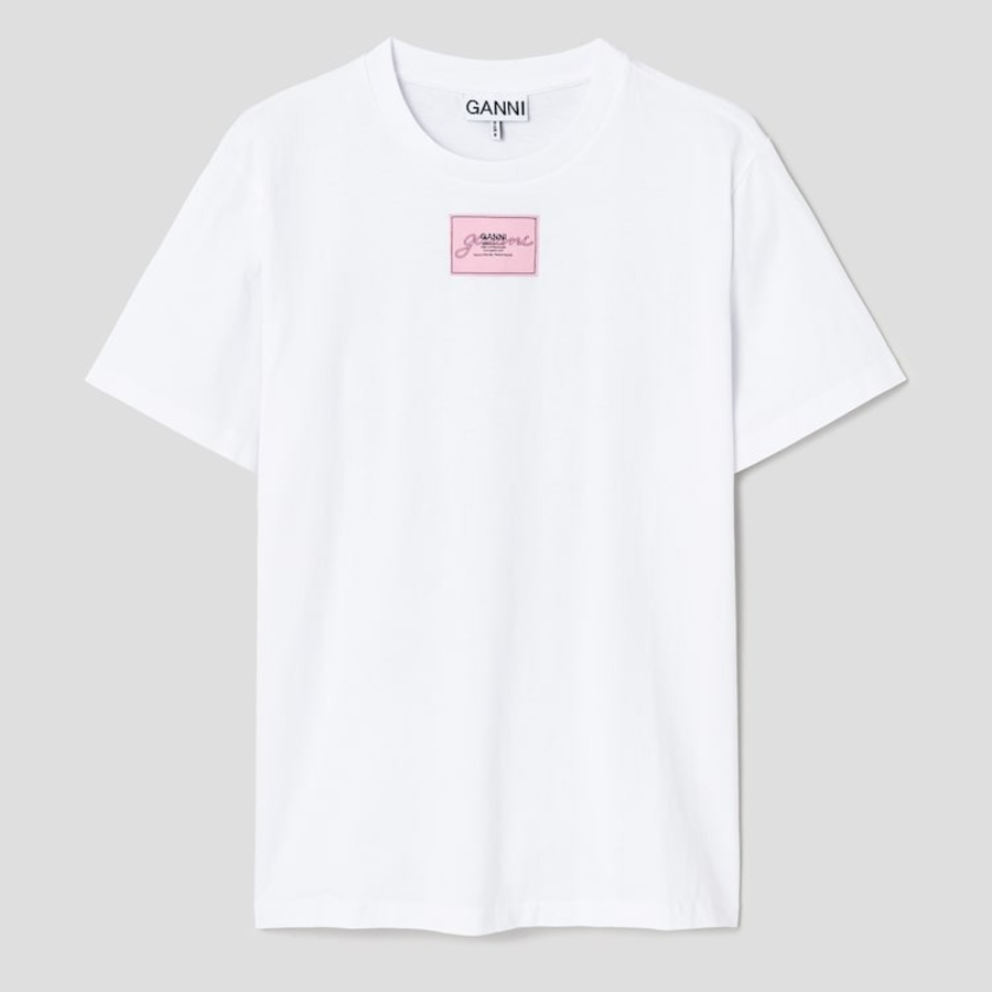 GANNI Basic Jersey Collage Relaxed T-shirt - Bright Whitе