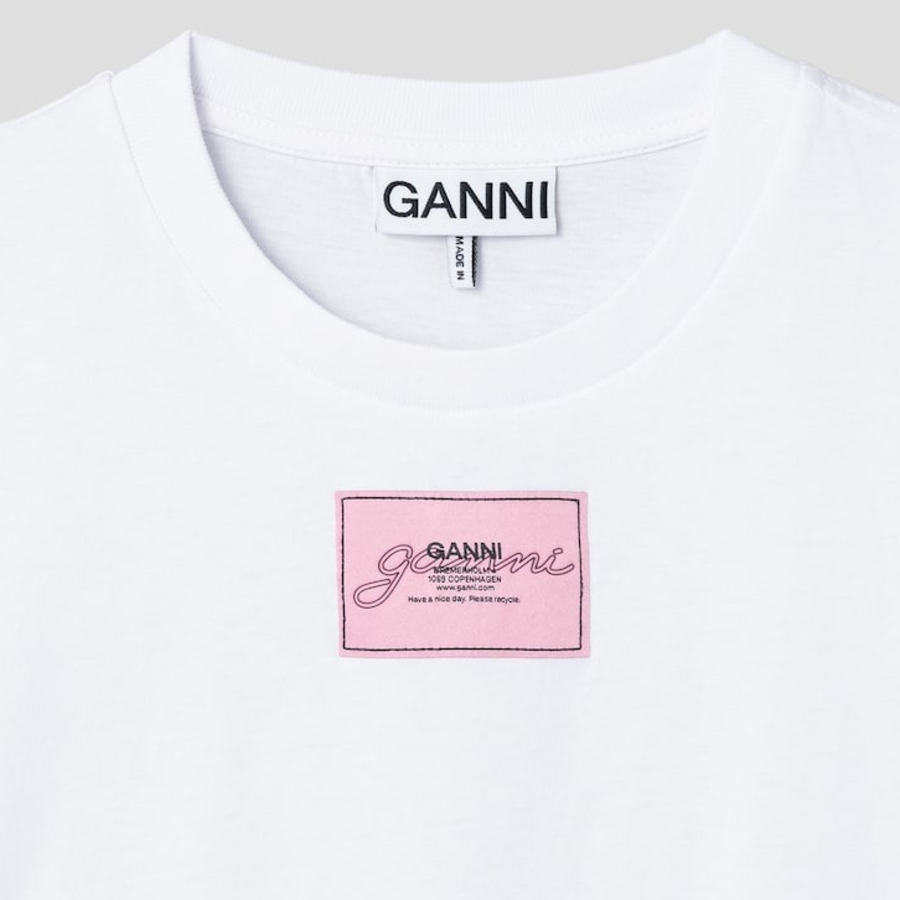 GANNI Basic Jersey Collage Relaxed T-shirt - Bright Whitе