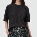 GANNI Heavy Cotton Rhinestone Drop Shoulder T-shirt - Phantom