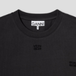 GANNI Heavy Cotton Rhinestone Drop Shoulder T-shirt - Phantom